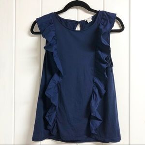 J. Crew Tops - J Crew 100% Cotton Navy Blue Sleeveless Ruffle Top J. Crew Tops - J Crew 100% Cotton Navy Blue Sleeveless Ruffle Top